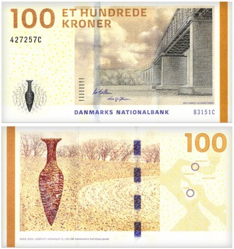 Denmark 100 Kroner 3 Pieces Banknote Set, 2015, P-66d.2, UNC, Matching Batch #3151, Matching Serial #427257