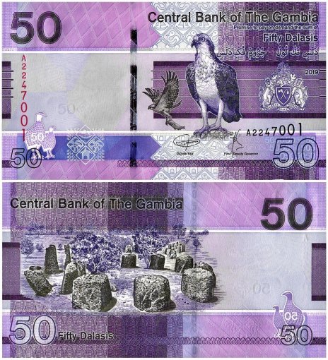 Gambia 5-200 Dalasis 6 Pieces Banknote Set, 2019-2020, P-37a-42b, UNC