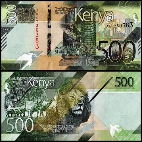 Kenya 50-1,000 Shillings 5 Pieces Banknote Set, 2019, P-52-56, UNC
