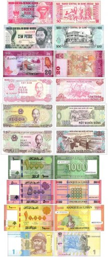 Banknote World Currency Collecting Album w/ 100 Pieces