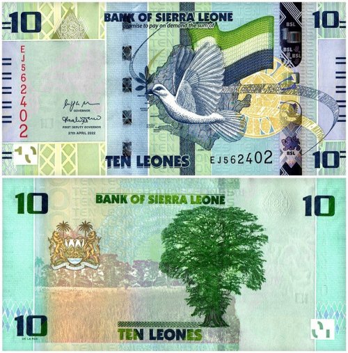 Sierra Leone 1-20 Leones 5 Pieces Banknote Set, 2022, P-34-38, UNC