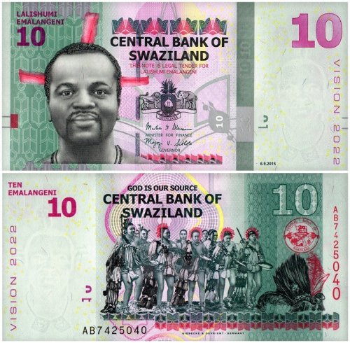 Swaziland 10-200 Emalangeni Banknote Set, 2010-2018, P-37-44, UNC