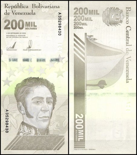 Venezuela 200,000 - 1 Million Bolivar Soberano 3 Pieces Banknote Set, 2020, P-112-114, UNC