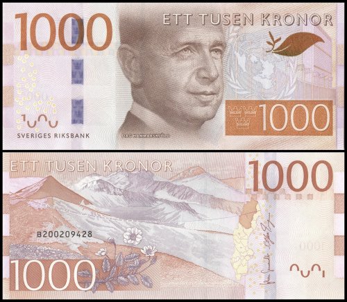 Sweden 1,000 Kronor Banknote, 2015 ND, P-74, UNC