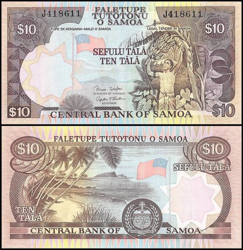 Samoa 10 Tala Banknote, 2002, P-34b, UNC