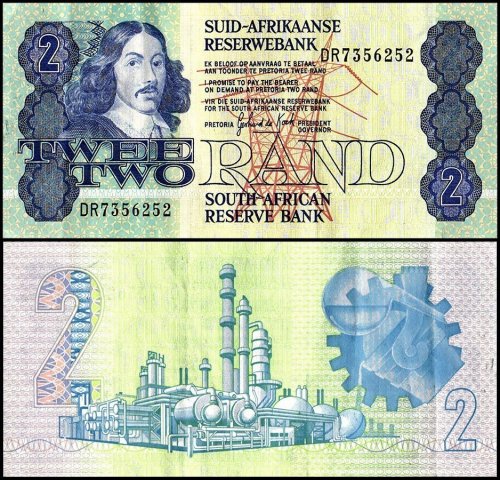South Africa 2 Rand Banknote, 1978-1980 ND, P-118d, Used