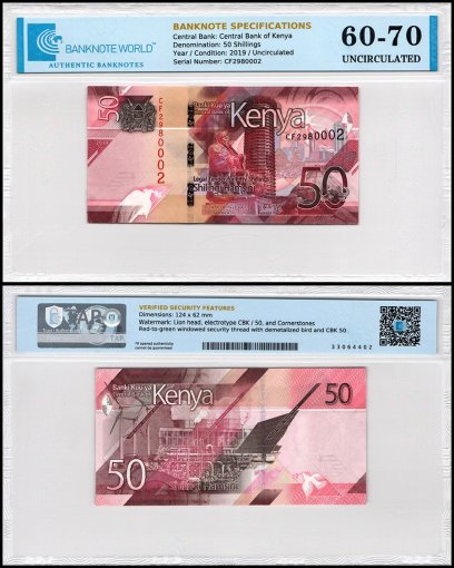 Kenya 50 Shillings Banknote, 2019, P-52a, UNC, TAP 60-70 Authenticated