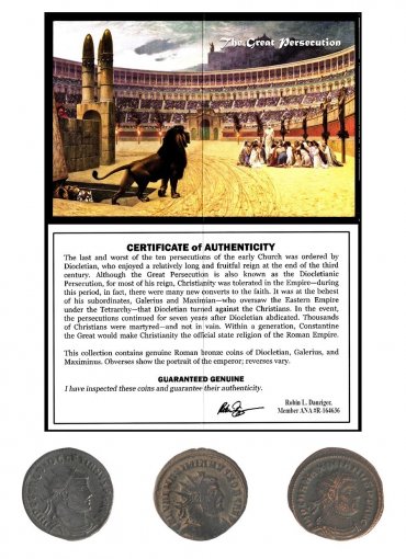 The Great Persecution: A Box of Three Coins, w/ COA