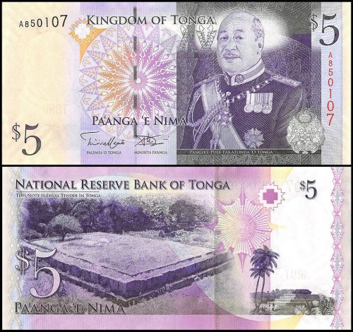 Tonga 5 Pa'anga Banknote, 2008, P-39, UNC