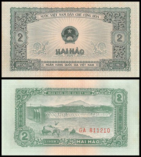 Vietnam 2 Hao Banknote, 1958, P-69a, UNC