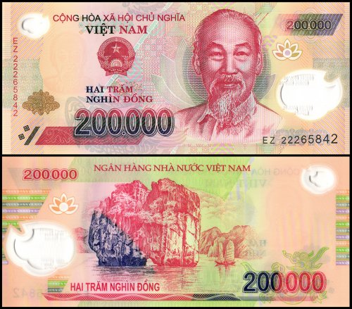 Vietnam 200,000 Dong Banknote, 2022, P-123m, UNC, Polymer