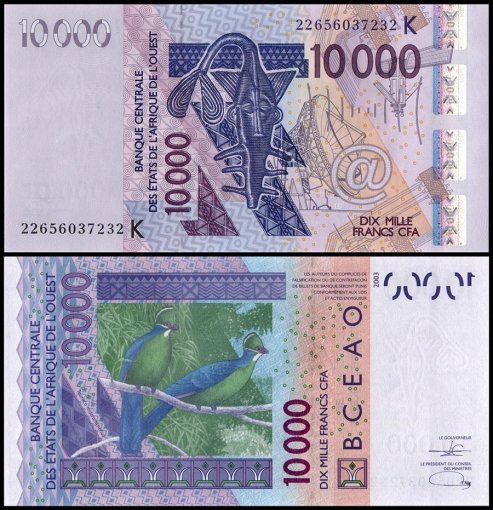 West African States - Senegal 10,000 Francs Banknote, 2022, P-718Kv, UNC