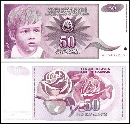 Yugoslavia 50 Dinara Banknote, 1990, P-104, Used
