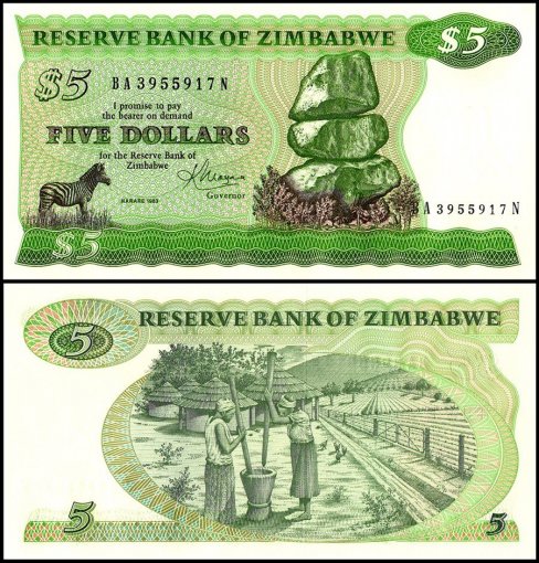 Zimbabwe 5 Dollars Banknote, 1983, P-2c, UNC