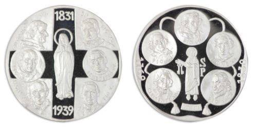 Popes-Pope in History Proof Medals, 7 Pieces Silver Coin Set, SN # 0193, Mint