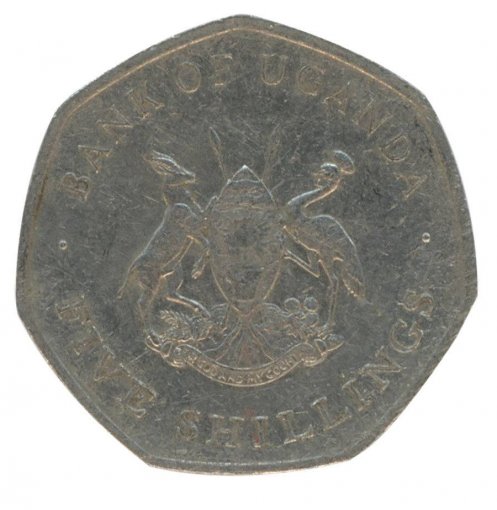 Uganda 5 Shillings 3 g Nickel Plated Coin, 1987, KM # 29, Mint, Animals, Plants