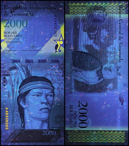 Venezuela 2,000 (2000) Bolivares Banknote, 2007-17, P-NEW, UNC