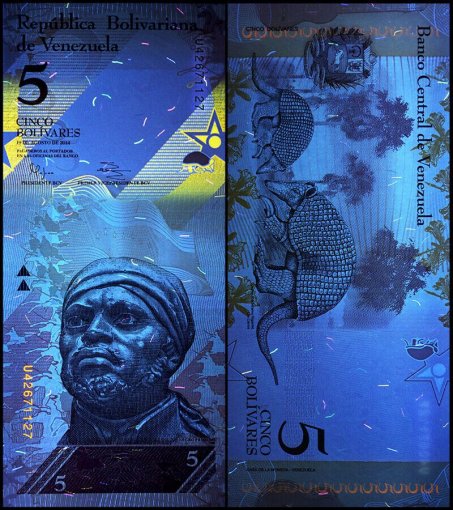 Venezuela 5 Bolivar Fuerte, 2007-2017, P-89, UNC, Armadillo, Trees, Currency