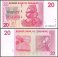 Zimbabwe 20 Dollars Banknote, 2007, P-68, UNC