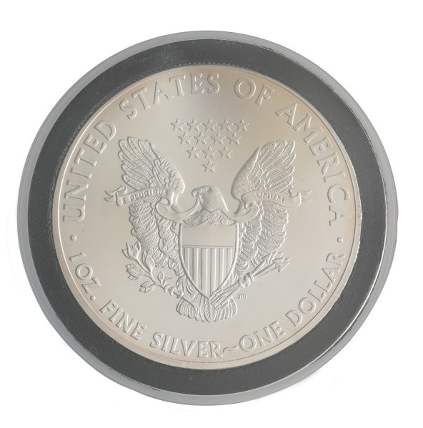 1 oz 2013 American Eagle Varied Toning Silver Coin In Acrylic