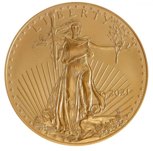 United States of America - USA 50 Dollars 1 oz Gold Coin, 2021, KM #219, American Eagle, BU