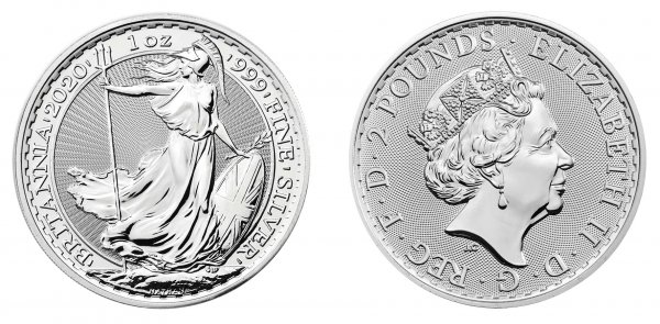 Great Britain 2 Pounds 1 oz Silver Coin, 2020, Britannia BU