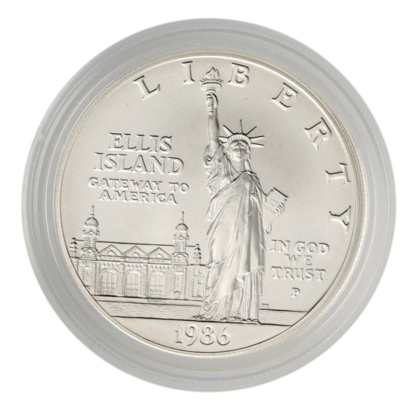 1 Statue of Liberty/Ellis Island Dollar 1986 BU w/ Toning .900