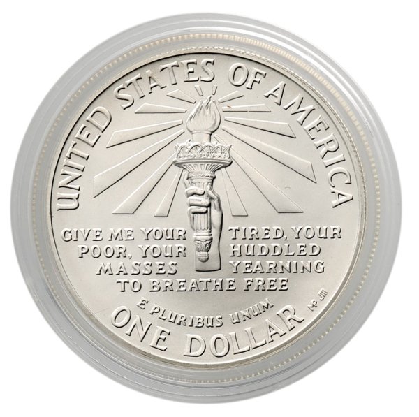 1 Dollar 1986 BU/Toning .900 Silver Coin Statue of Liberty/Ellis