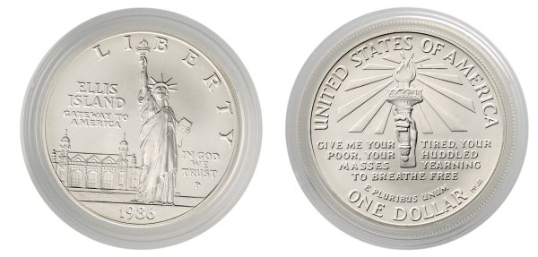 1 Statue of Liberty/Ellis Island Dollar 1986 BU w/ Toning .900 1 Statue of Liberty/Ellis Island Dollar 1986 BU w/ Toning .900