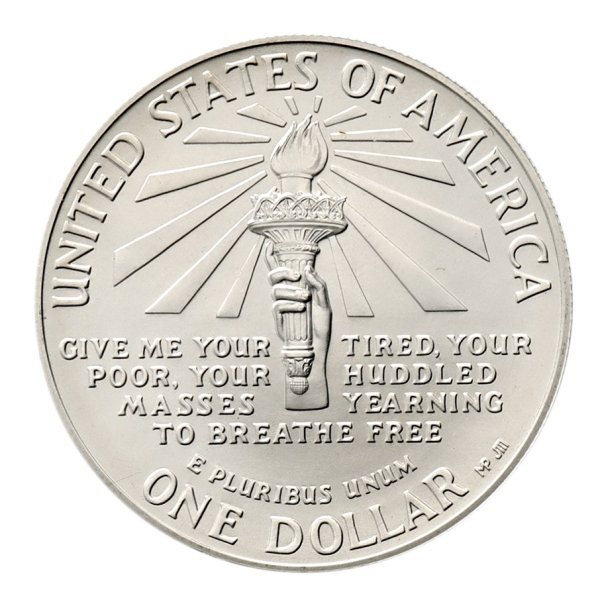1 Statue of Liberty/Ellis Island Dollar 1986 BU w/ Toning .900