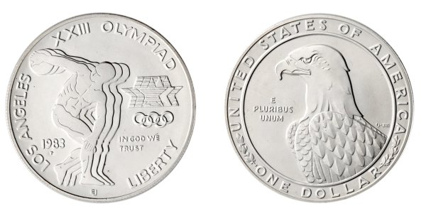 1983 オリンピック 記念　900 SILVER 1 Dollar 1983 BU/Toning .900 Silver Coin Olympic Games In Los