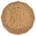 Fiji 3 Pence Coin, 1961, KM #22, F-Fine, Queen Elizabeth II, Hut