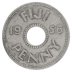 Fiji 1 Penny Coin, 1956, KM #21, F-Fine, Queen Elizabeth II