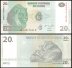 Congo Democratic Republic 20 Francs Banknote, 2003, P-94, UNC