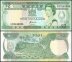 Fiji 2 Dollars Banknote, 1995, P-90a, UNC, Queen Elizabeth II, Signature J. Kuabuabola