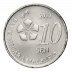 Malaysia 10 Sen Coin, 2022, KM #202, Mint, Hibiscus Flower, Weaving Pattern