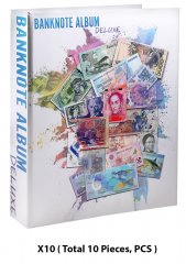 Banknote World Deluxe Currency Collecting Album with 300 Built in Clear Pockets (Banknotes sold separately), Dimensions:   9.5" L x 2.5" W x 12" H