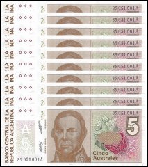 Argentina 5 Australes Banknote, 1985-1989 ND, P-324b, UNC