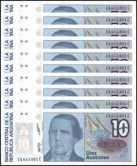 Argentina 10 Australes Banknote, 1985-1989 ND, P-325b, UNC