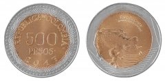Colombia 500 Pesos Coin, 2017, KM #298, Mint, Frog