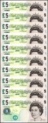 Great Britain 5 Pounds Banknote, 2002, P-391c, UNC
