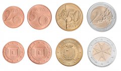 Malta 2 Cent-2 Euro, 4 Pieces Coin Set, 2013, KM # 126-132, Mint