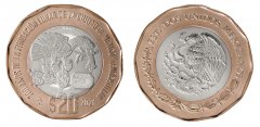 Mexico 20 Pesos Coin, 2021, KM #996, Mint, Commemorative, Eagle, Coat of Arms
