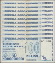 Zimbabwe 100 Billion Dollars Special Agro Cheque, 2008, P-64, Used