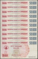 Zimbabwe 50,000 Dollars Bearer Cheque, 2007, P-47, Used